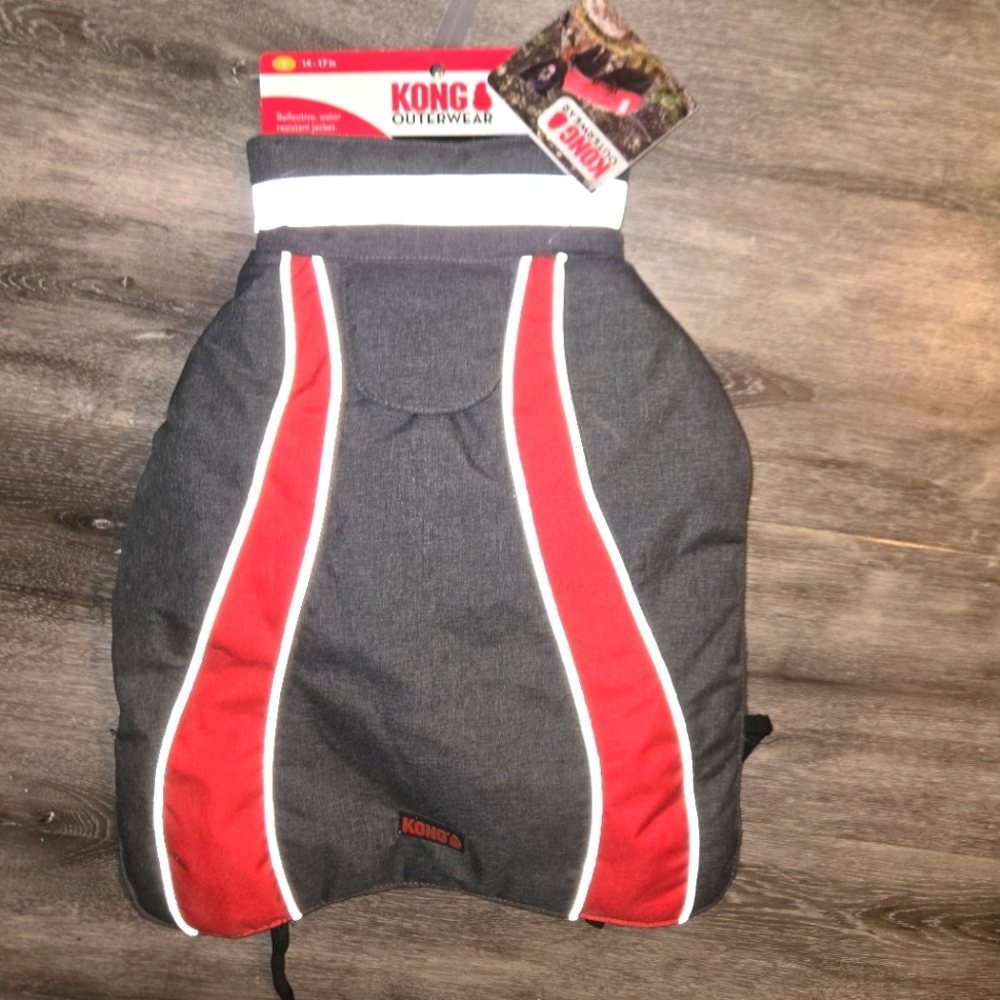 NEW KONG Outerwear HIGH-VIS‎ Dog Jacket/Wrap Coat S Grey/Red. See Photos